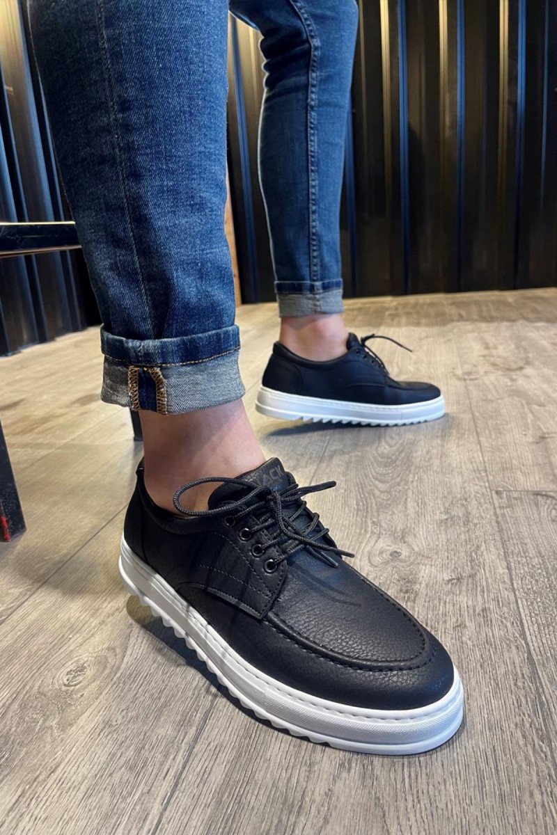 Mens Casual Shoes - Black White - T12
