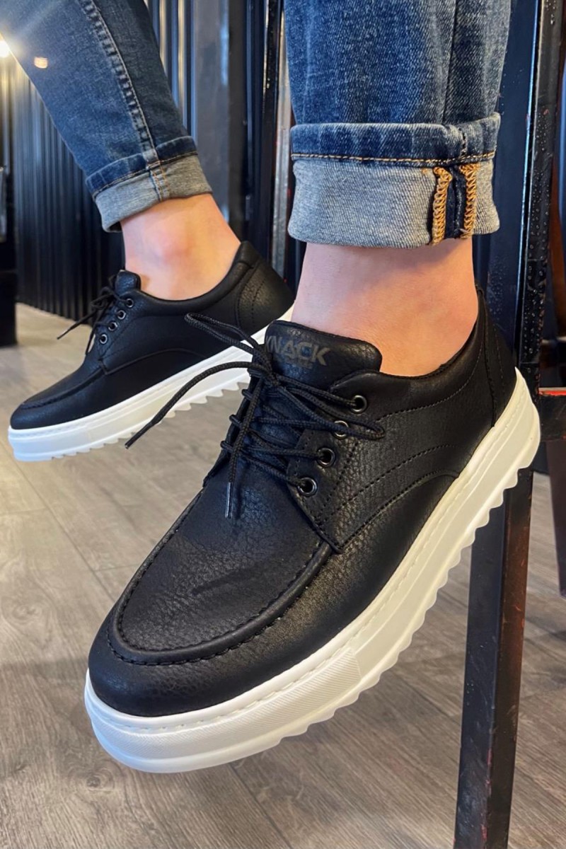 Mens Casual Shoes - Black White - T12