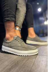 Mens Casual Shoes - Gray Suede - T12