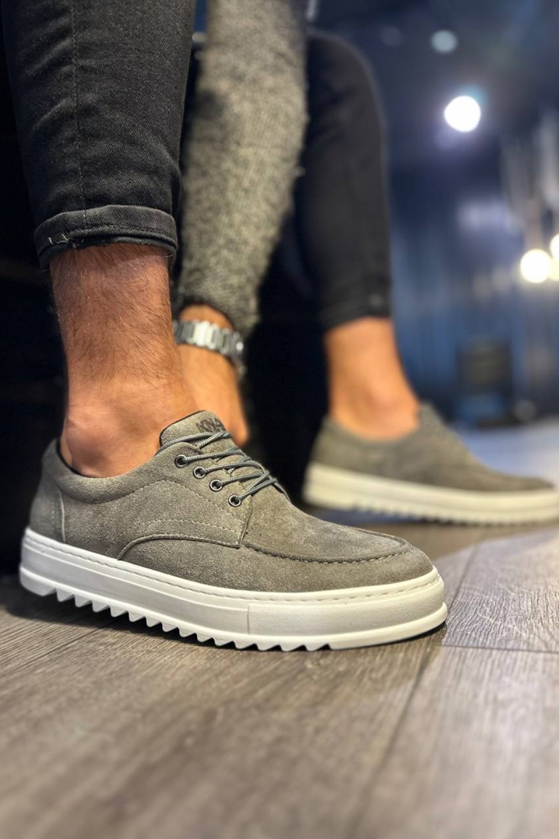 Mens Casual Shoes - Gray Suede - T12