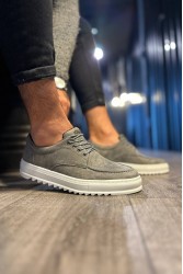 Mens Casual Shoes - Gray Suede - T12