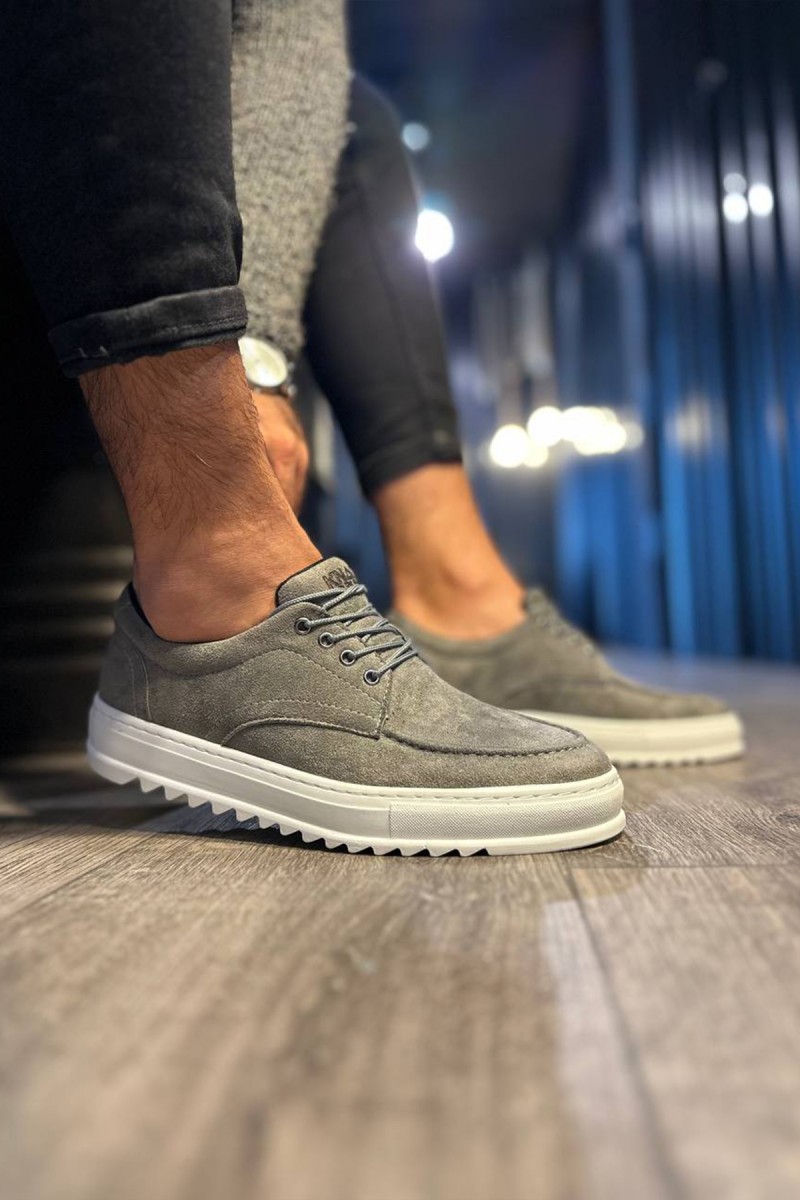 Mens Casual Shoes - Gray Suede - T12