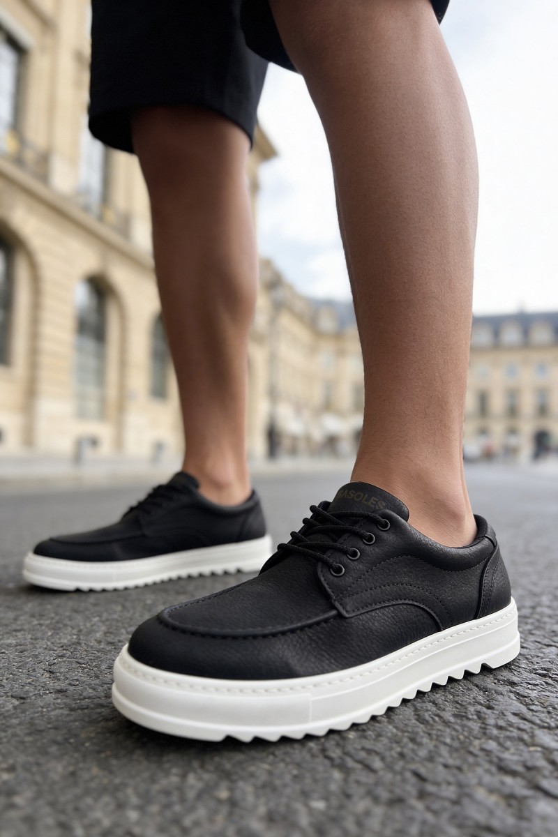 Mens Casual Shoes - Black White - T12