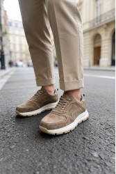 Mens Genuine Leather Sneakers - Brown - 321