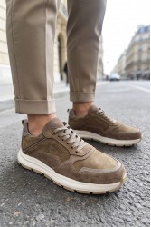 Mens Genuine Leather Sneakers - Brown - 321