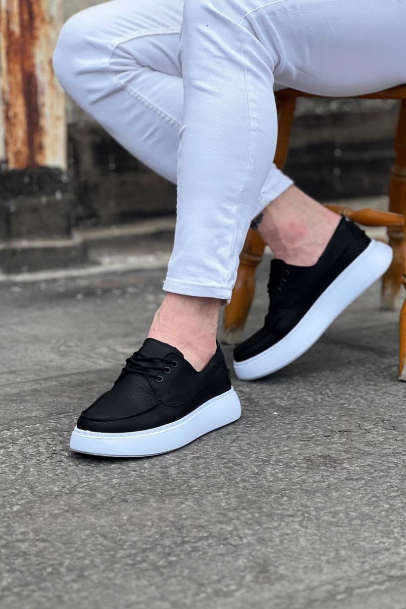 Men’s Casual Shoes - Black White - 508