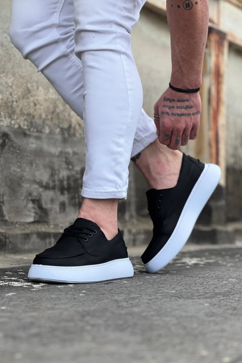 Men’s Casual Shoes - Black White - 508
