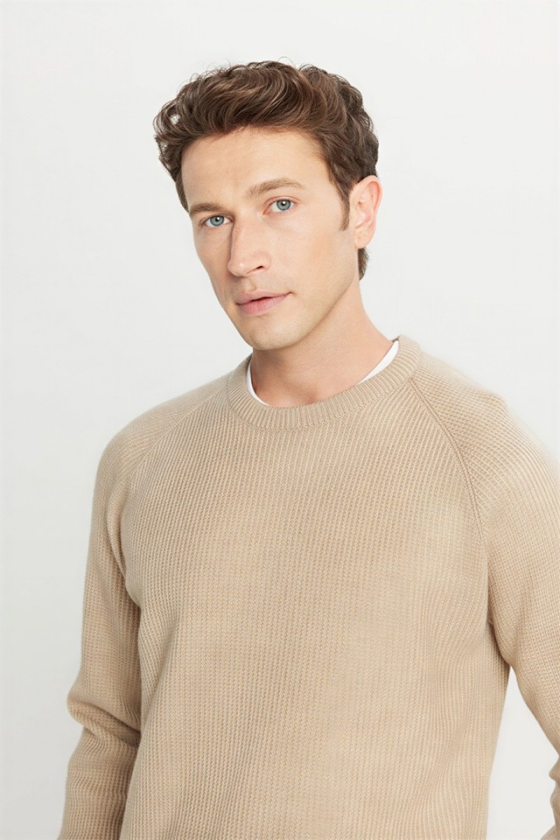 Men's Knit Sweater - Beige - 003