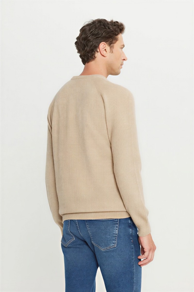 Men's Knit Sweater - Beige - 003