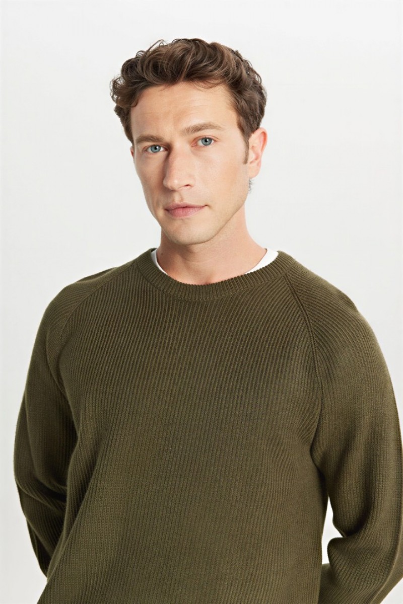 Men's Knit Sweater - Khaki - 003