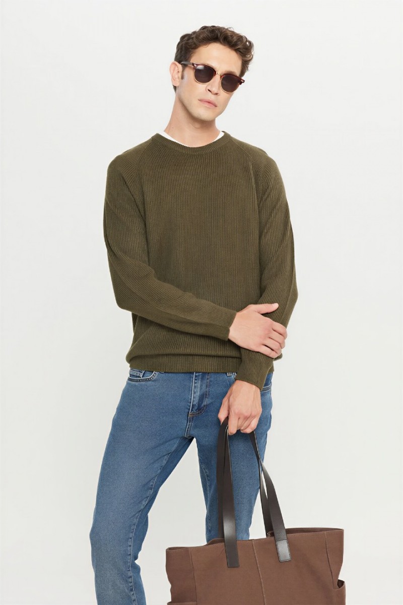 Men's Knit Sweater - Khaki - 003