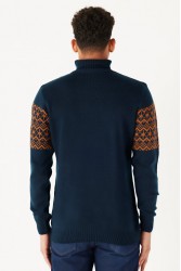 Men's Knit Sweater - Navy Blue - 004