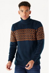 Men's Knit Sweater - Navy Blue - 004