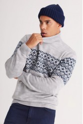 Men's Knit Sweater - Gray - 004