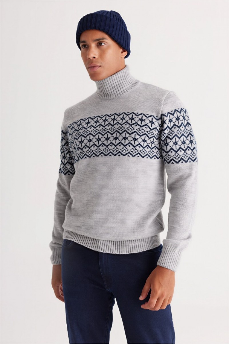Men's Knit Sweater - Gray - 004