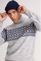 Men's Knit Sweater - Gray - 004
