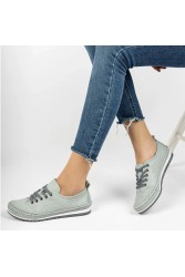 Women's Genuine Leather Ballerina - Blue - 16