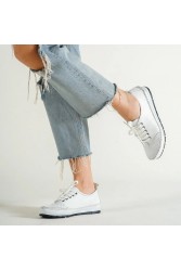 Women's Genuine Leather Ballerina - White - 16
