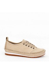 Women's Genuine Leather Ballerina - Beige - 16