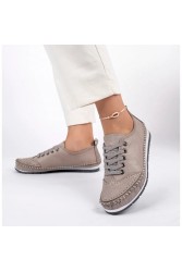 Women's Genuine Leather Ballerina - Beige 1 - 16