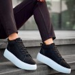 Mens Boots - Black White Suede - LE10