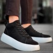 Mens Boots - Black White Suede - LE10