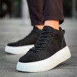 Mens Boots - Black White Suede - LE10