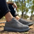Mens Sneakers - Gray Suede - 044