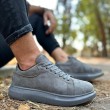 Mens Sneakers - Gray Suede - 044