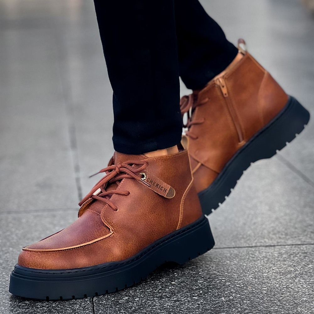 Mens Boots - Tan Black - 213