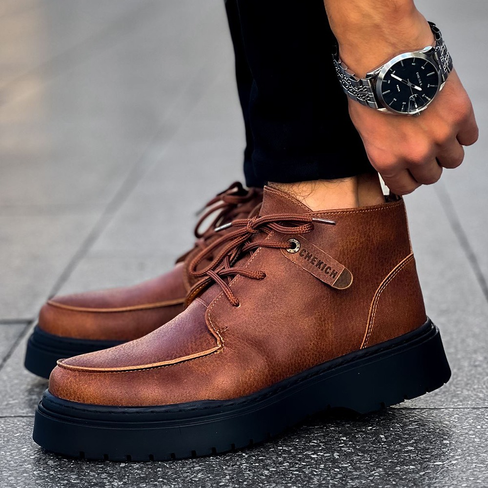 Mens Boots - Tan Black - 213