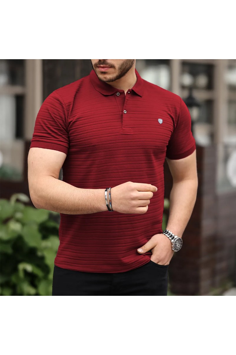 Mens Polo T-shirt - Claret Red - 002