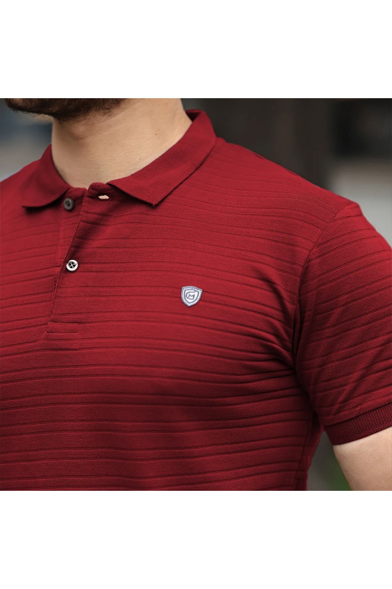 Mens Polo T-shirt - Claret Red - 002