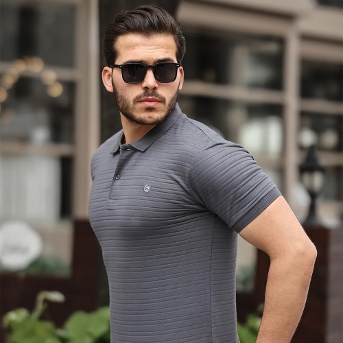 Mens Polo T-shirt - Dark Gray - 002