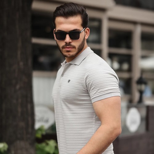 Mens Polo T-shirt - Gray - 002