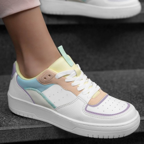 Women's Sneakers - White Yellow Blue - DS Alley