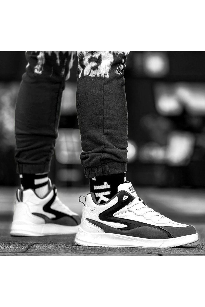 Mens High Top Sneakers - White Gray - DS3.1204