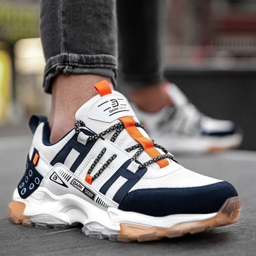Mens Sneakers - White Orange - Albers