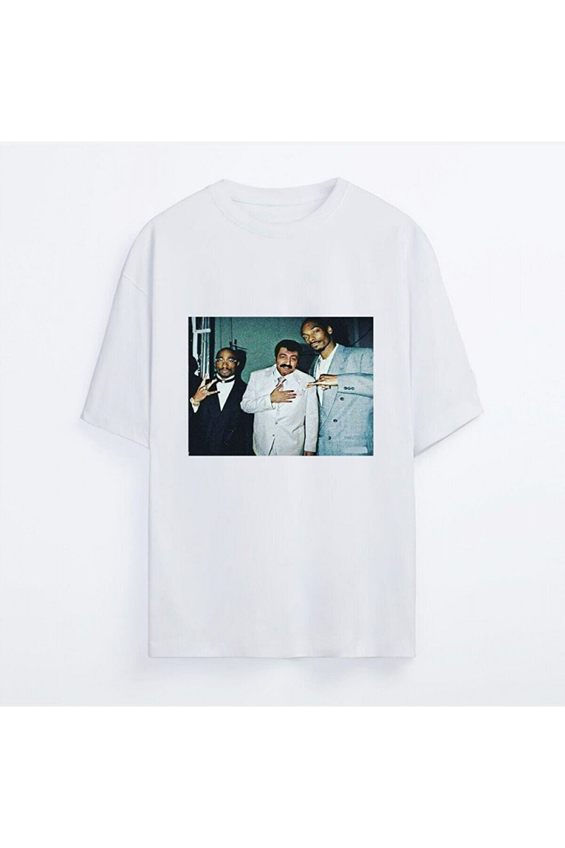 Unisex  Oversized T-shirt  - White - Müslüm FT 2pac