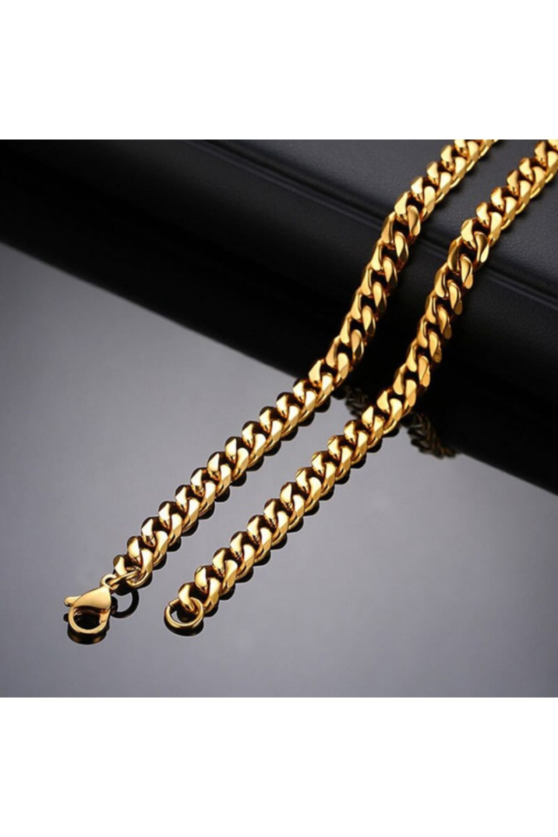 Mens Necklace - Stainless Steel - Gold - 05