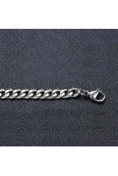 Mens Necklace - Stainless Steel - Silver - 05