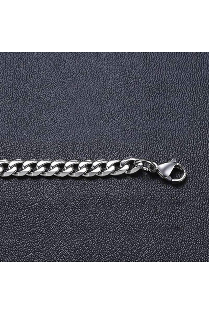Mens Necklace - Stainless Steel - Silver - 05