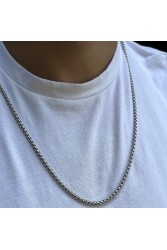 Mens Necklace - Stainless Steel - Silver - 994