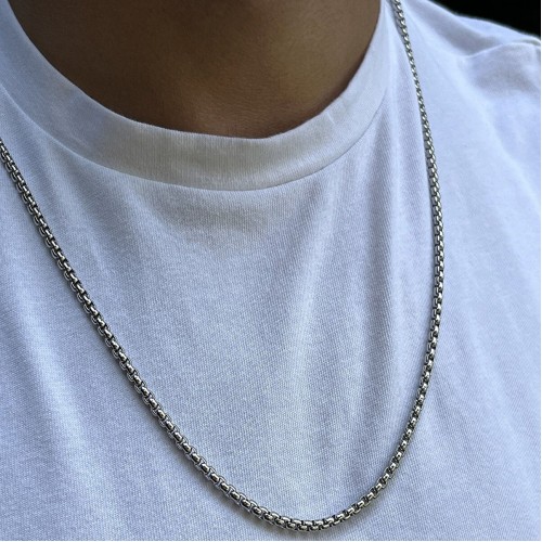 Mens Necklace - Stainless Steel - Silver - 994