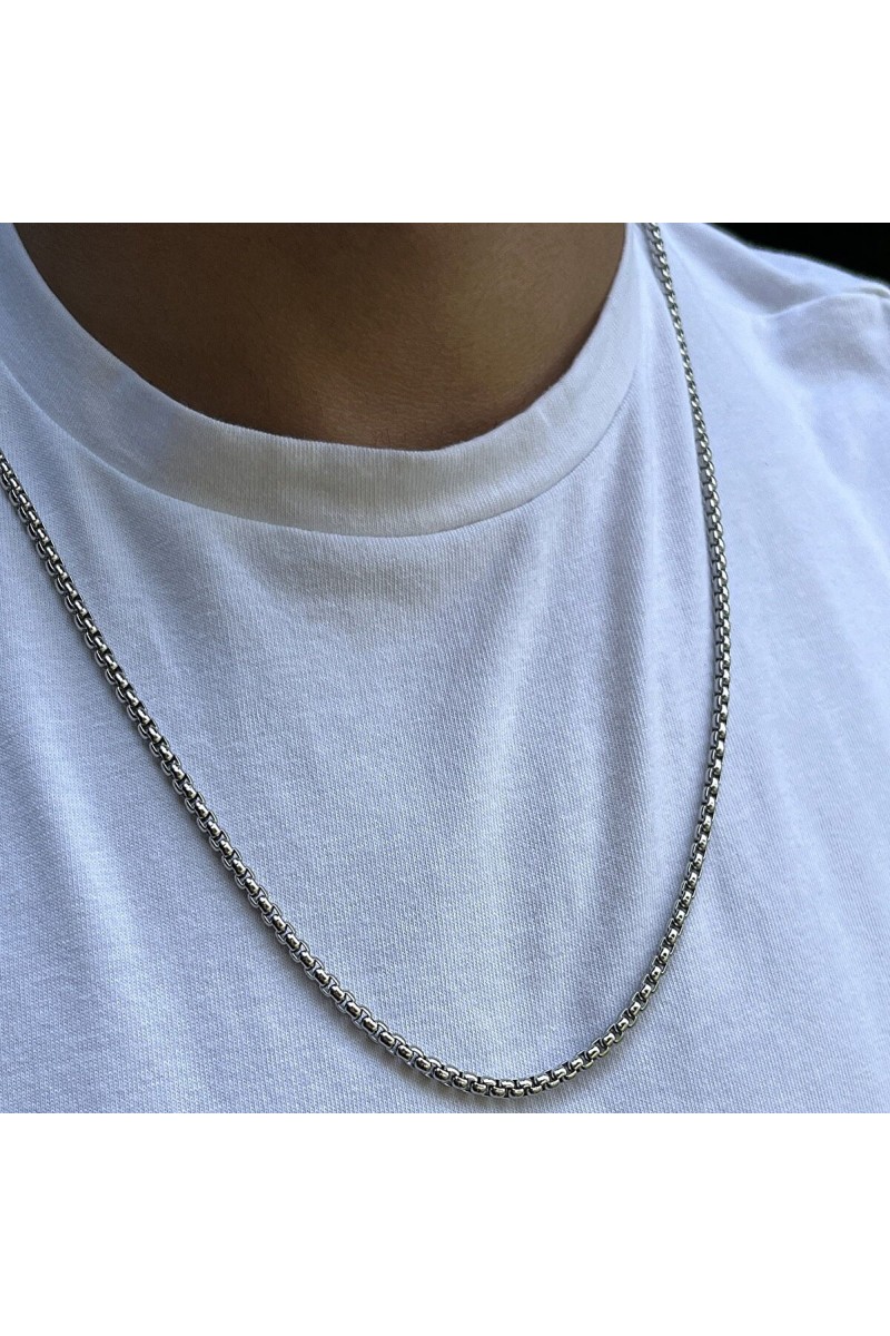 Mens Necklace - Stainless Steel - Silver - 994