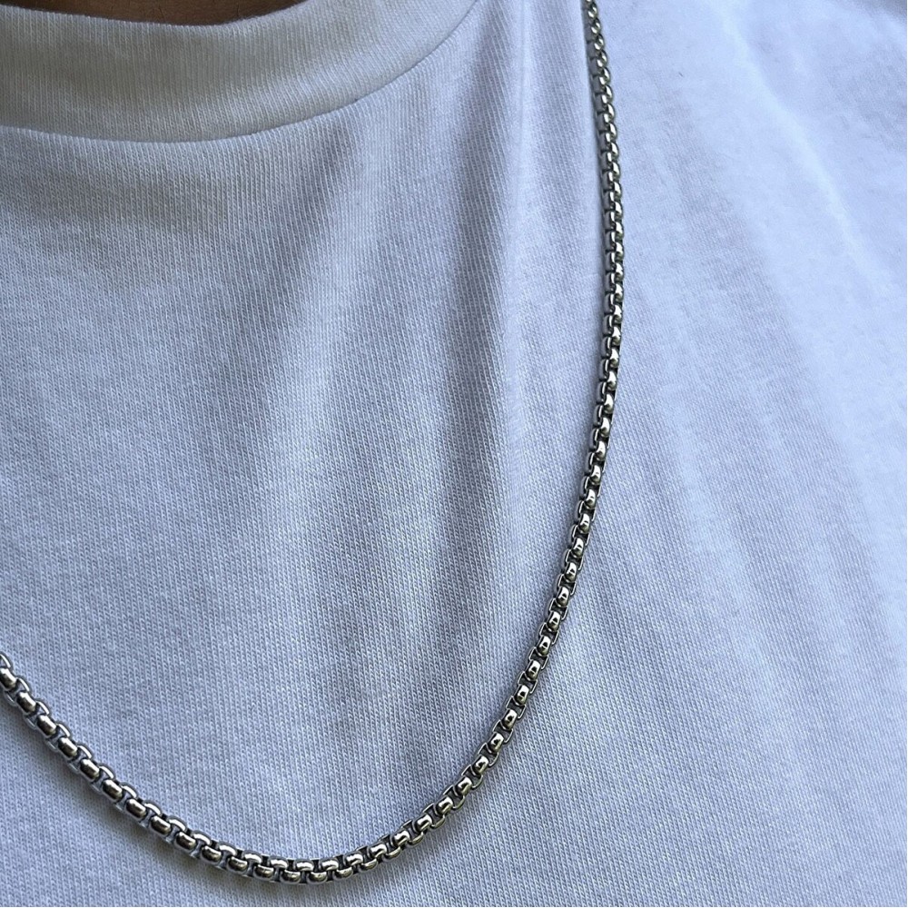 Mens Necklace - Stainless Steel - Silver - 994