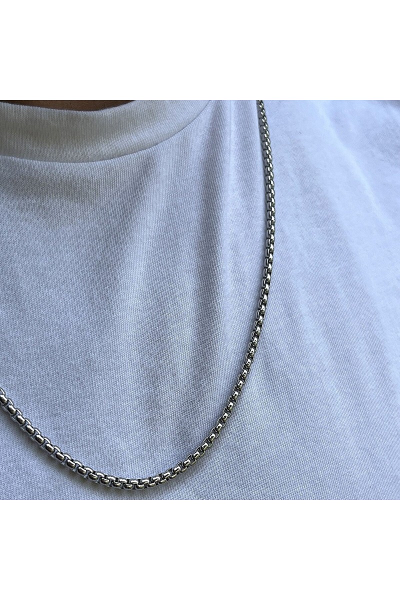 Mens Necklace - Stainless Steel - Silver - 994