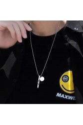 Mens Necklace - Stainless Steel - Silver - 389
