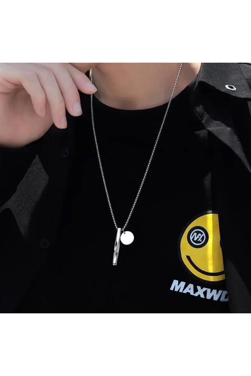 Mens Necklace - Stainless Steel - Silver - 389