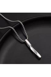 Mens Necklace - Stainless Steel - Silver - 389
